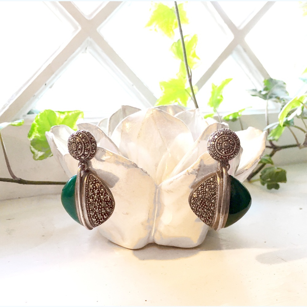 Vintage Sterling Silver & Marcasite Earrings